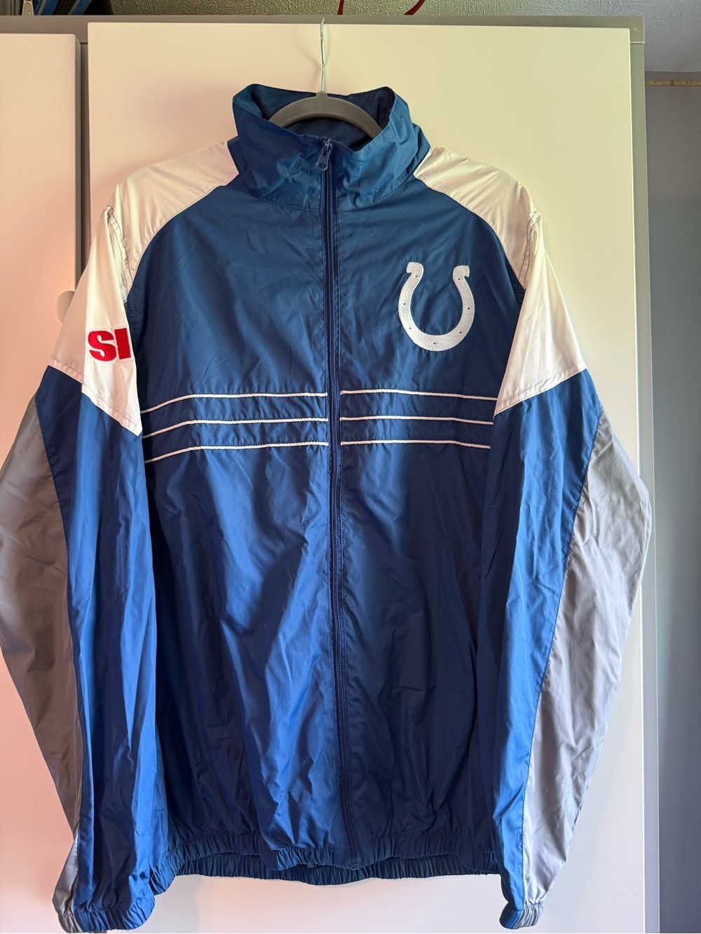Men's Blue & White Colts Athletic Windbreaker Jacket